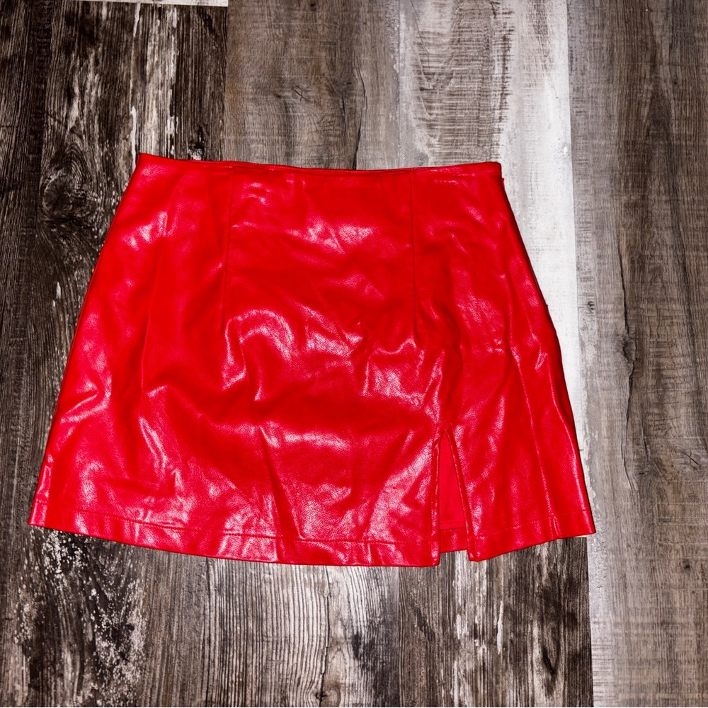 Olivaceous Vibrant Red Mini Skirt